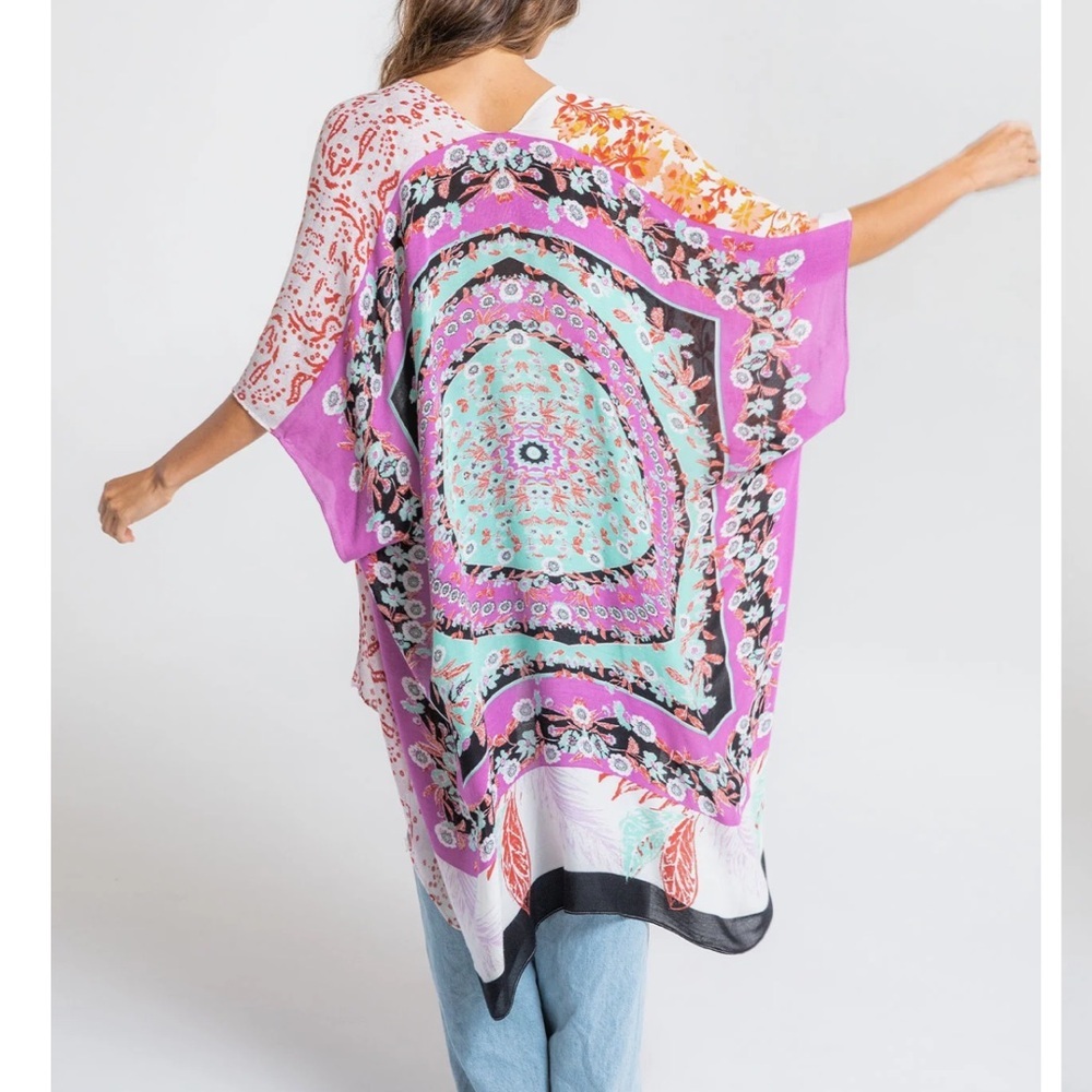 LOVE STITCH Moonlight & Roses Kimono Seafoam Lilac